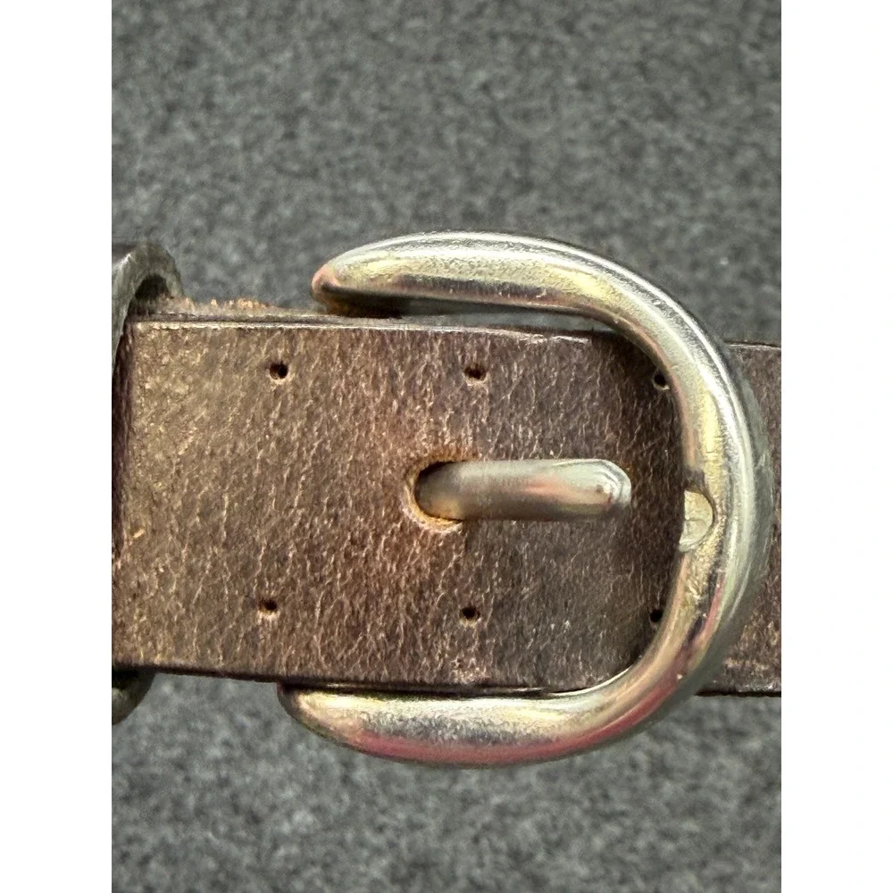 Kids Brown Genuine Italian Leather Western Heart Stud Belt Size M Made in USA